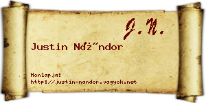 Justin Nándor névjegykártya