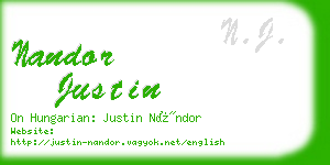 nandor justin business card